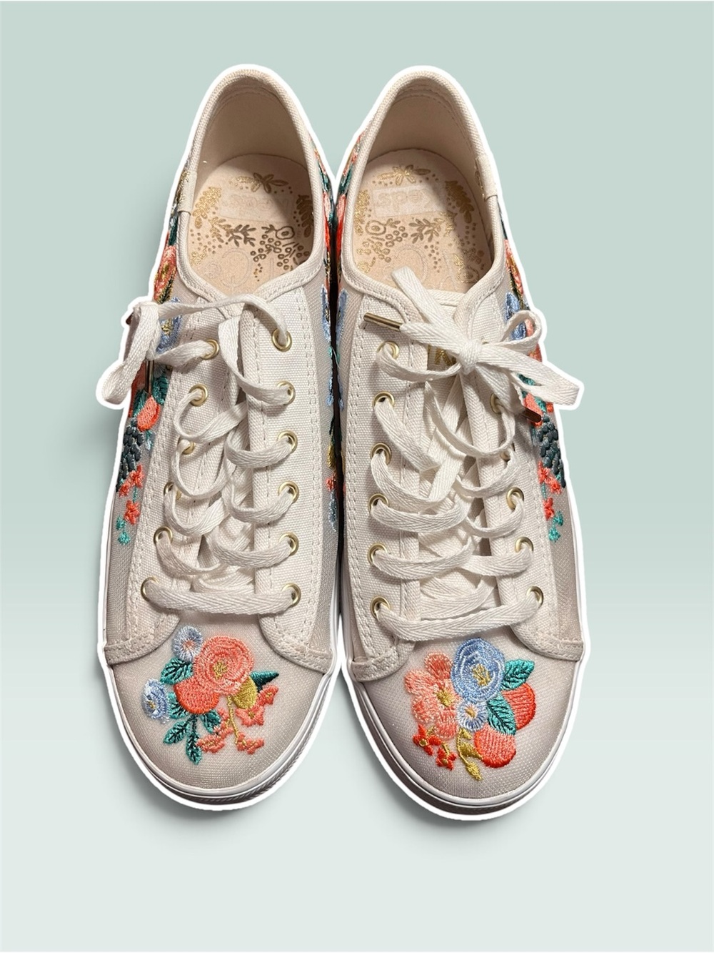 Keds x Rifle Paper Co Triple Kick Citrus Floral Sneakers Sz 9